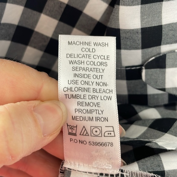 Roaman's Black and White Checked Blouse w/ Tie Sleeves & Front Pocket - Size 18W - Picture 11 of 11